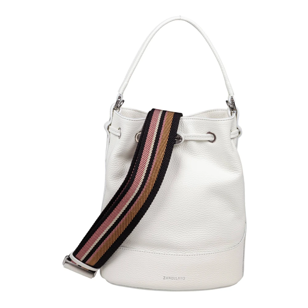 Zanellato Melkleren Bucket Bag Draaivergrendeling White Dames