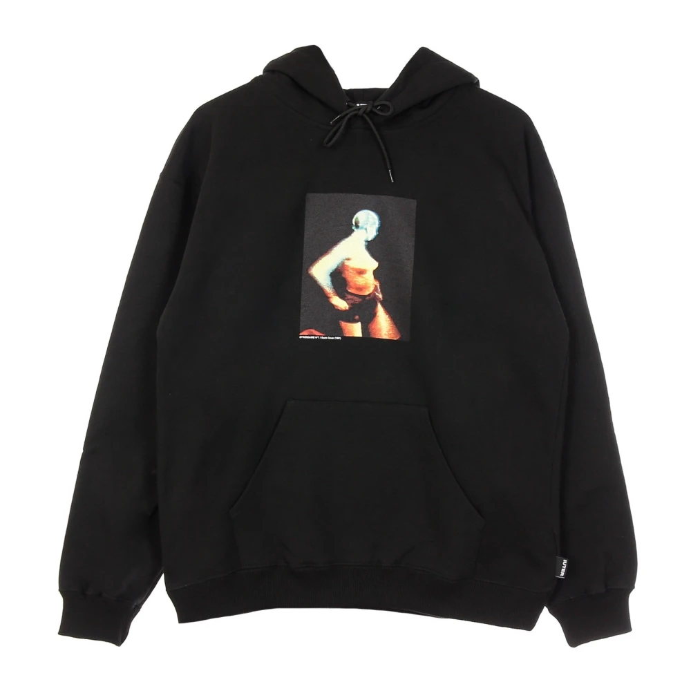 Iuter Zwarte lichtgewicht hoodie met trekkoord Black Heren