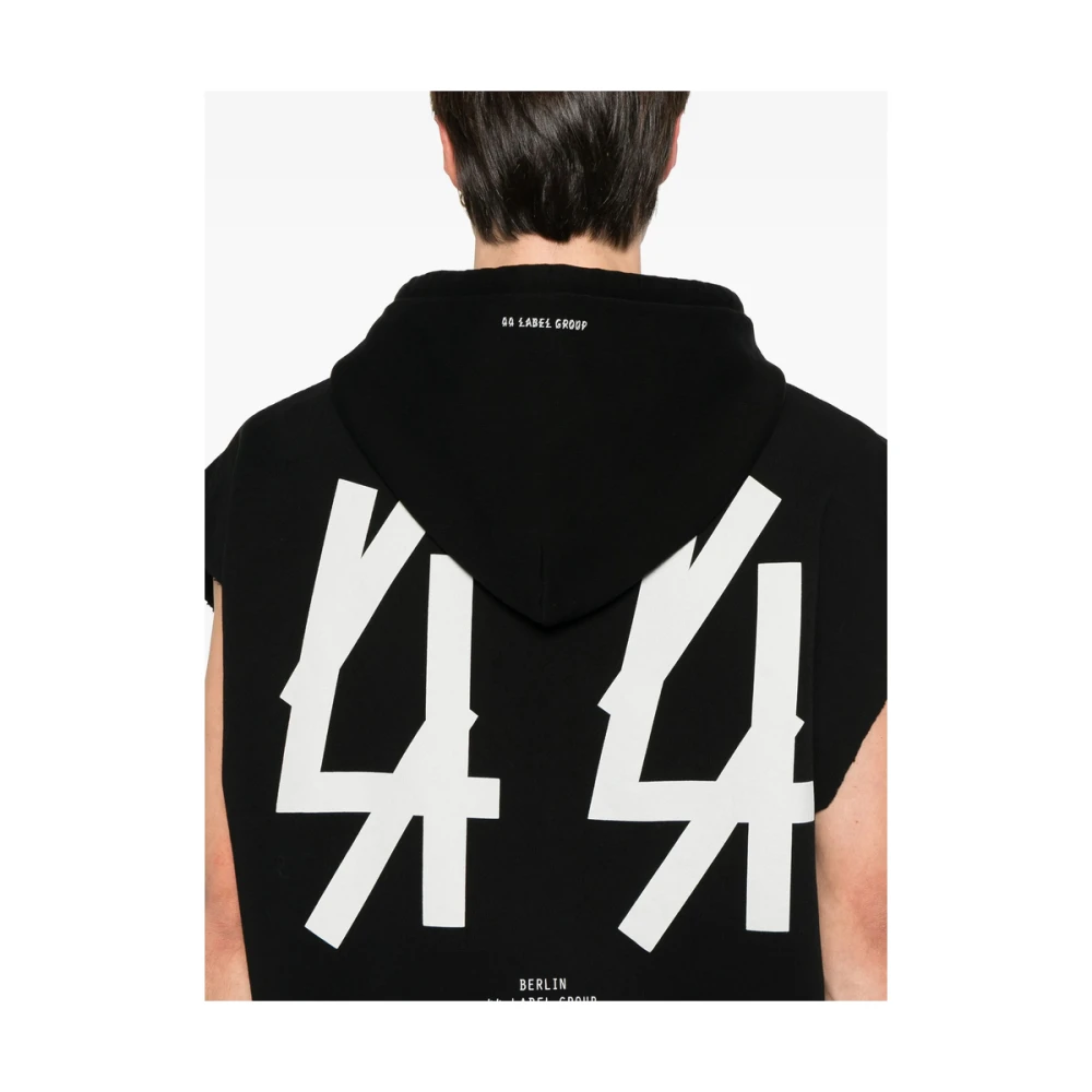 44 Label Group Zwarte Logo Geborduurde Sweatshirt Black Heren