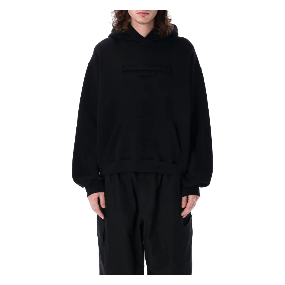 Alexander wang Distressed Logo Hoodie Zwart Gebreide Kleding Black Heren
