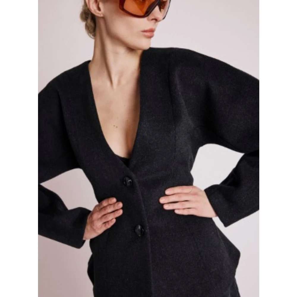 Berenice Stijlvolle Wollen Jas Black Dames