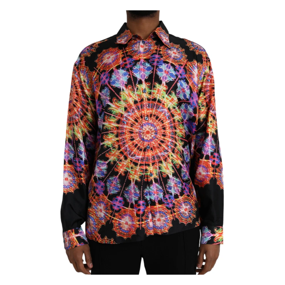Dolce & Gabbana Multicolor Luminarie Seide Casual Shirt Multicolor Heren
