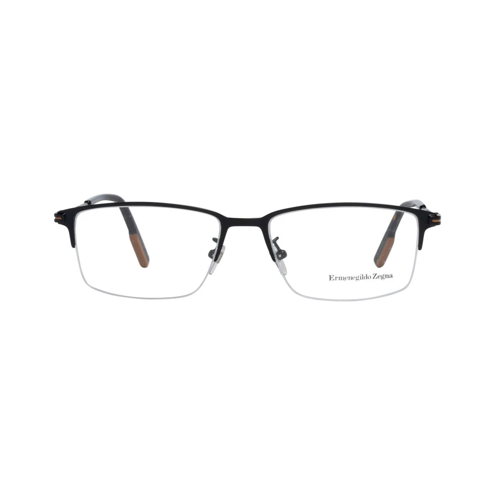 Ermenegildo Zegna Zwarte Half-Rim Metalen Optische Monturen Black Heren