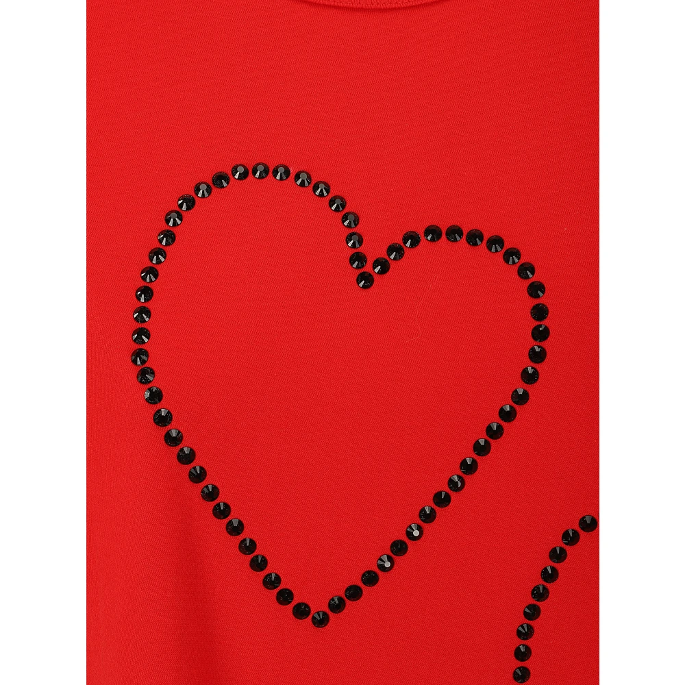 Comme des Garçons Hart Motief Kristal Crew-Neck T-Shirt Red Dames