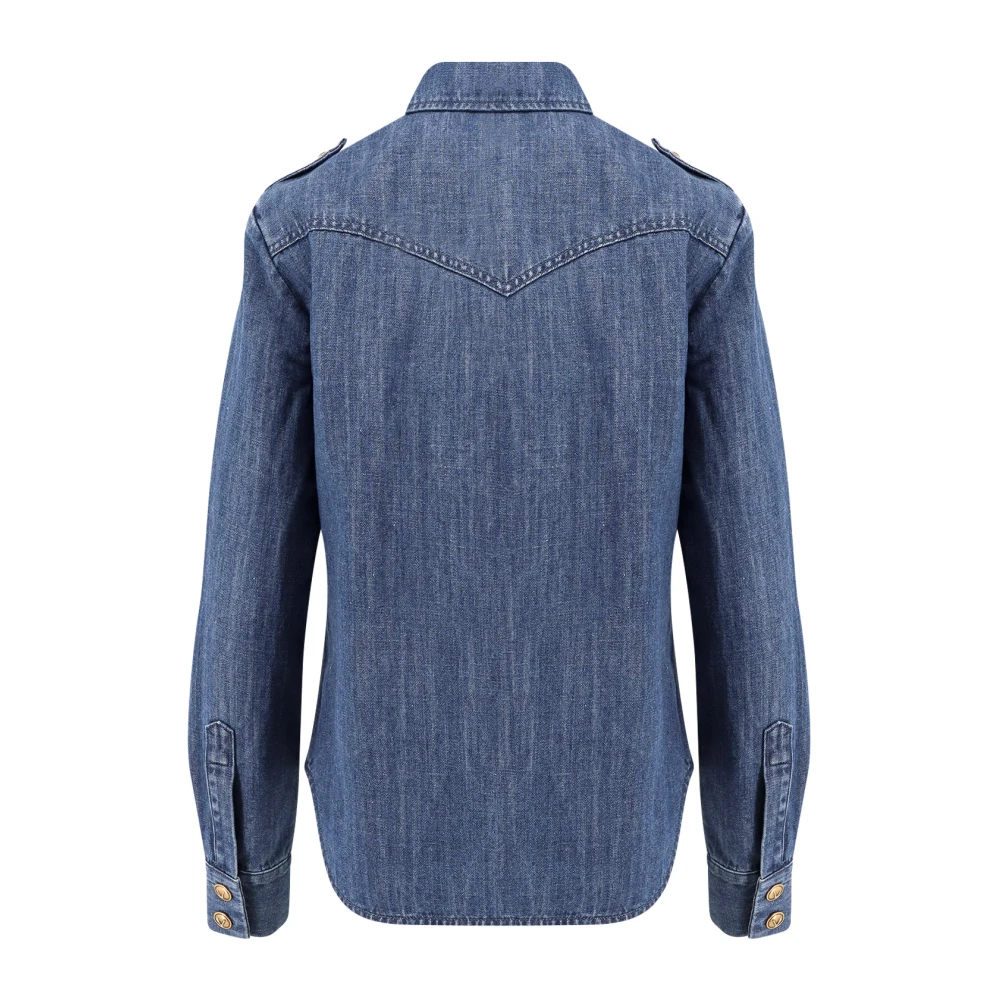 Valentino Denim overhemd met VLogo knopen Blue Dames