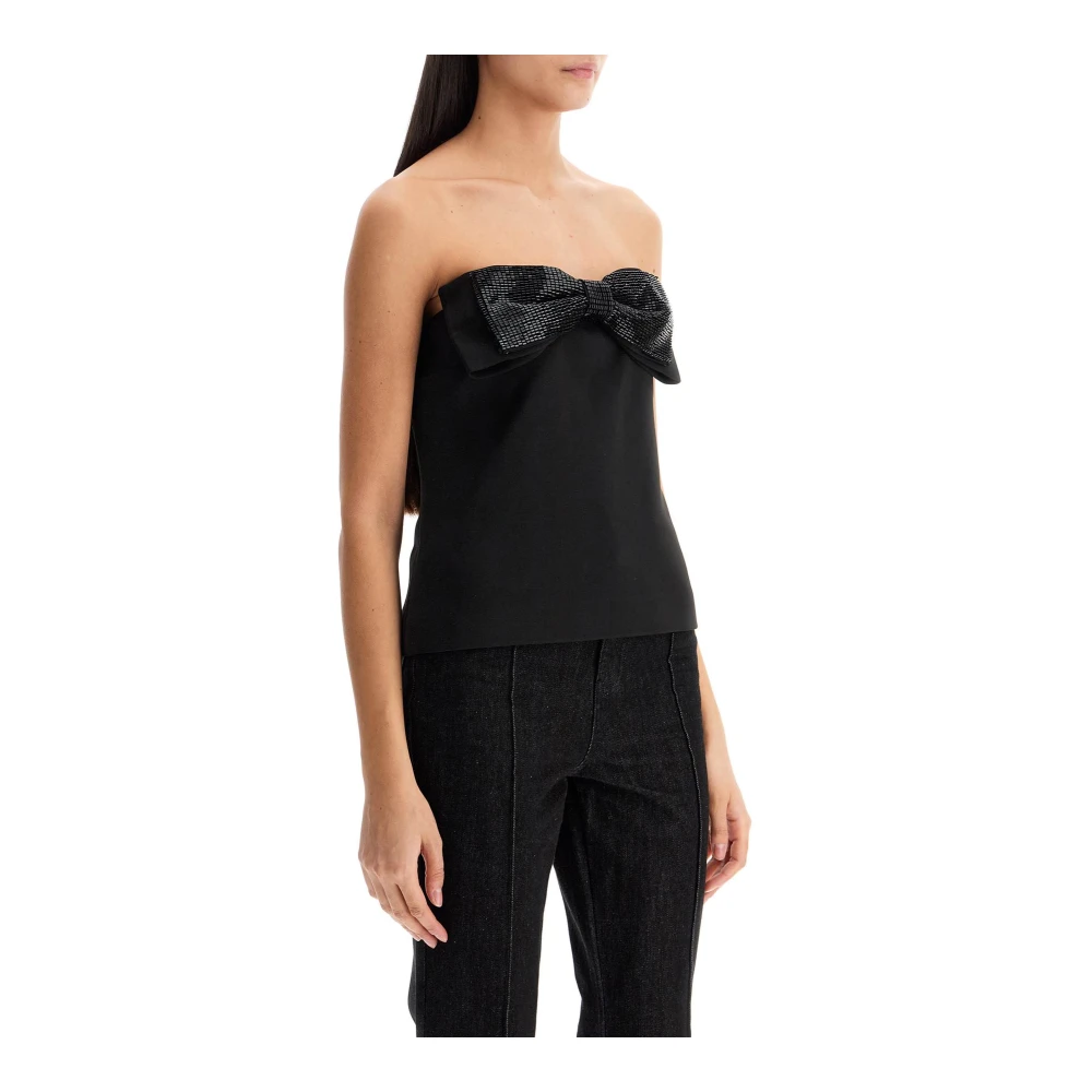 Self Portrait Mouwloze top met strikdetail Black Dames