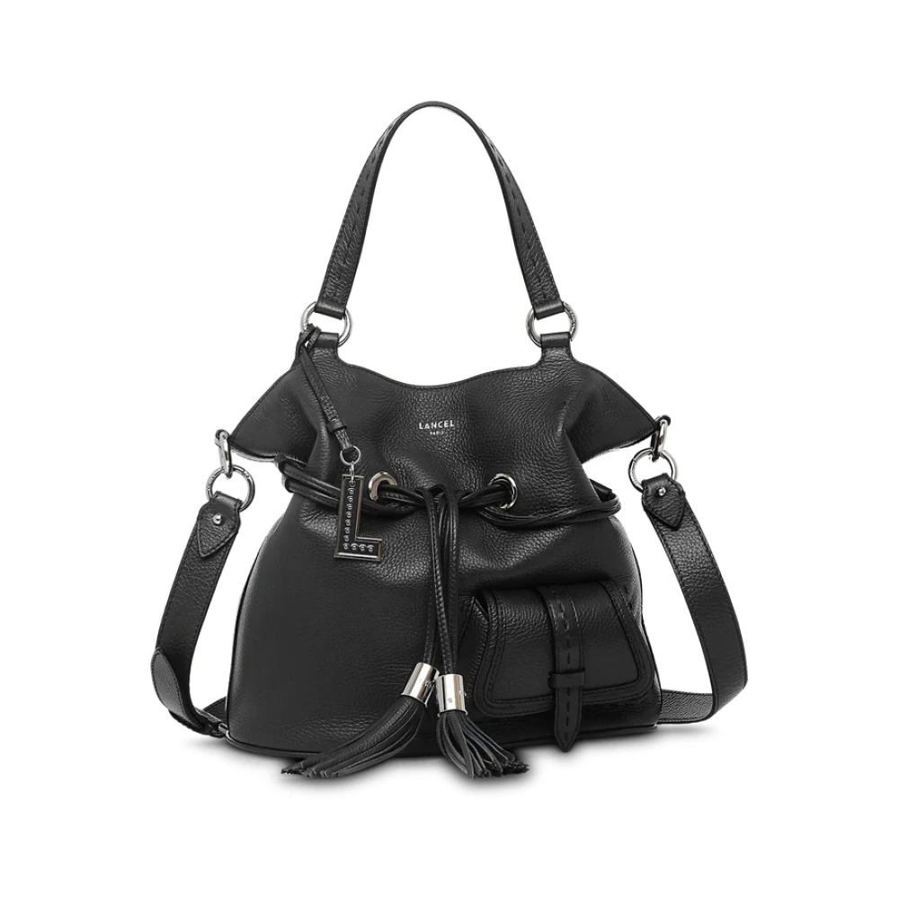 Lancel 1Er Flirt Zwarte Leren Bucket Tas Black Dames