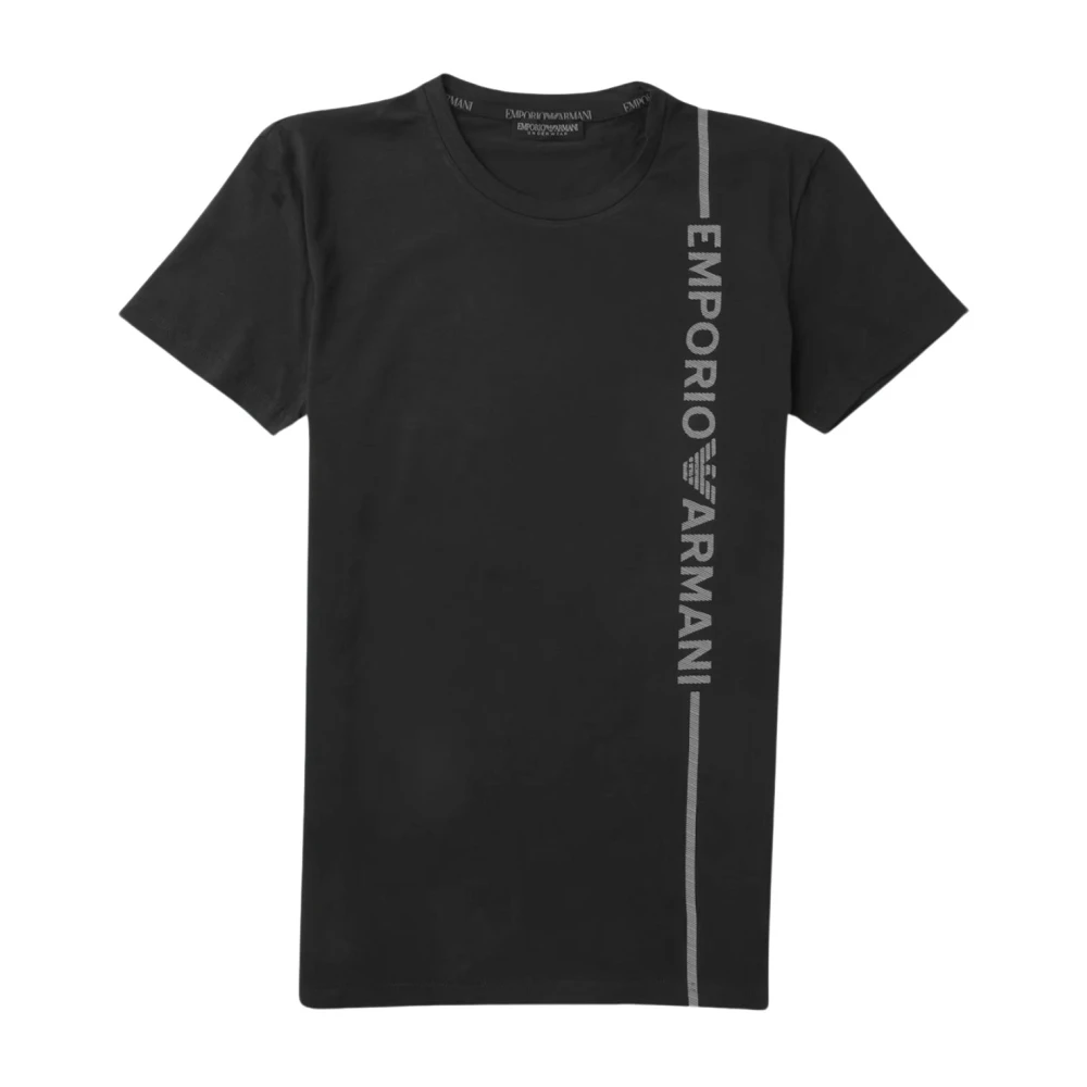 Emporio Armani Stretch Logo Verticaal Katoenen T-Shirt Black Heren
