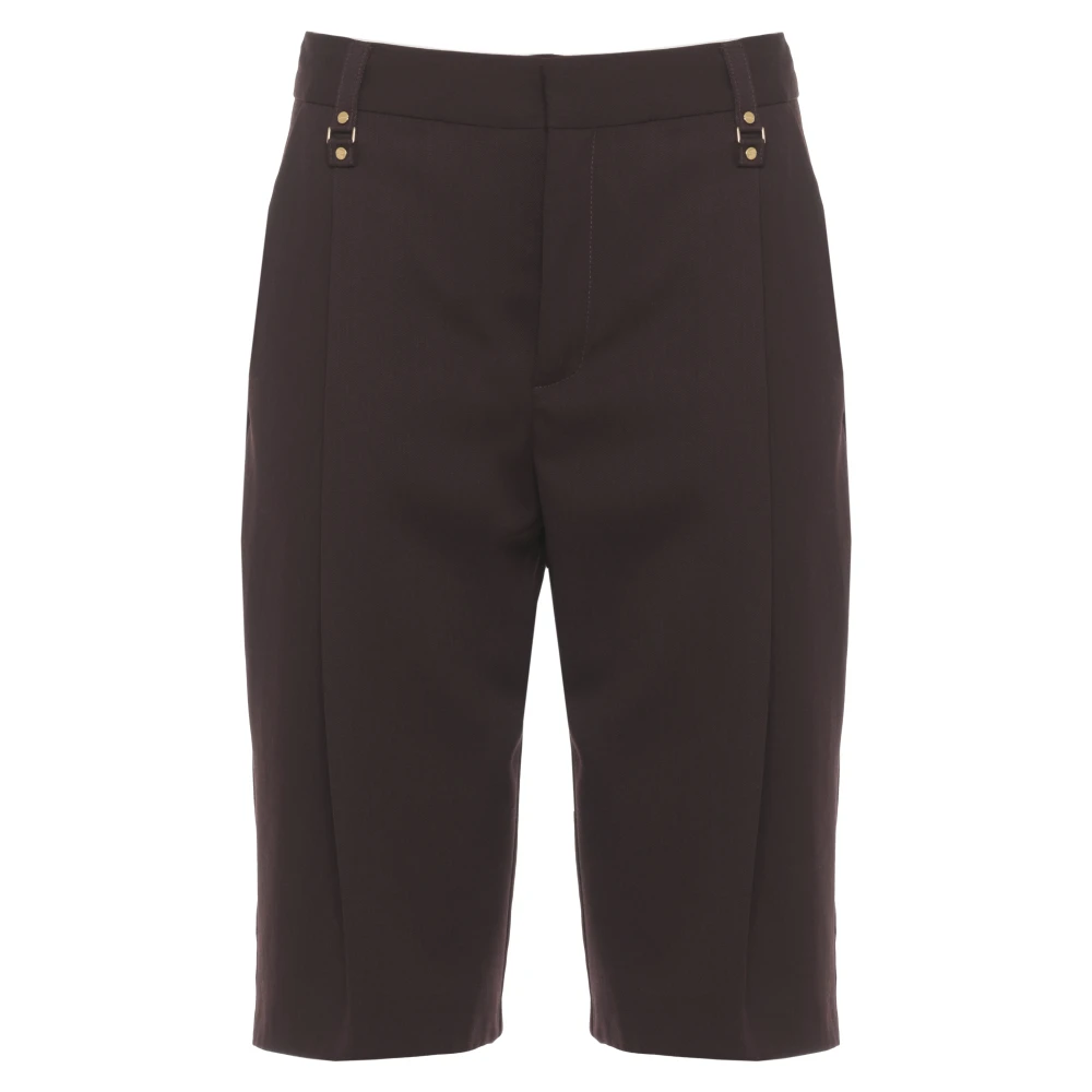 Elisabetta Franchi Brown Bermudas, Female, Xs, Cool Wool Bermuda Shorts