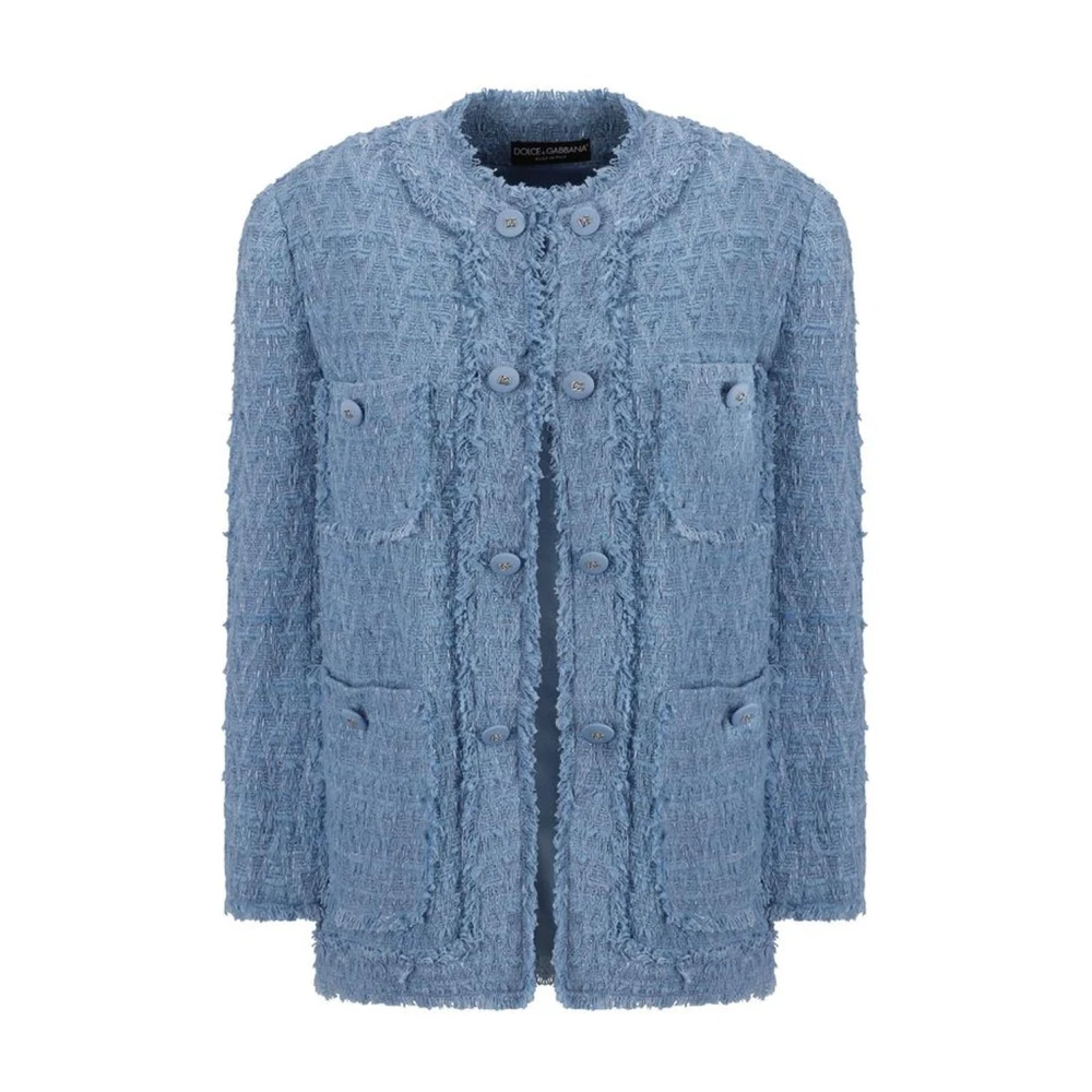 Dolce & Gabbana Katoenen jas met rafelige zoom Blue Dames