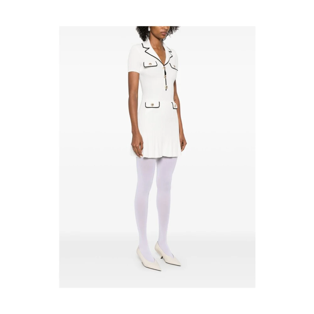 Self Portrait Witte Jurk met Knoopsluiting en Zakken White Dames