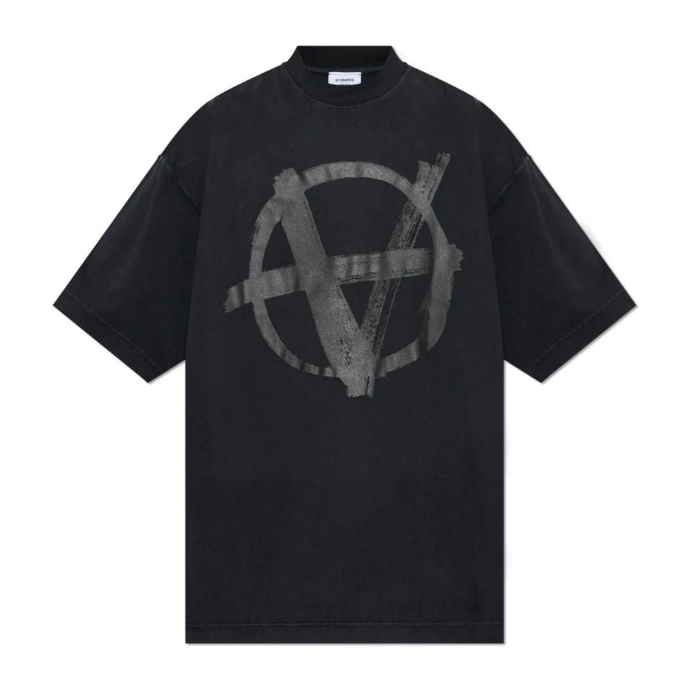 Vetements Zwart Crew Neck Korte Mouwen Black Heren