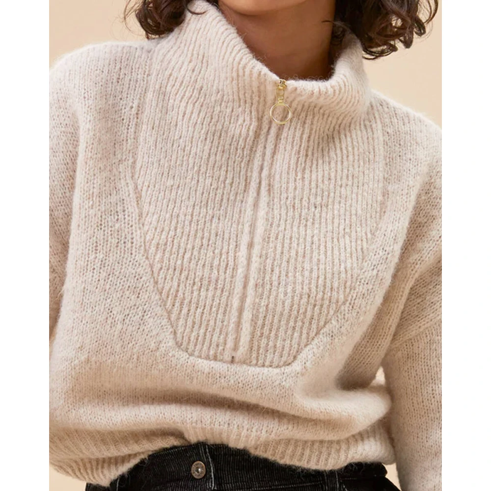 By-Bar Boxy Beau Pullover Beige Dames