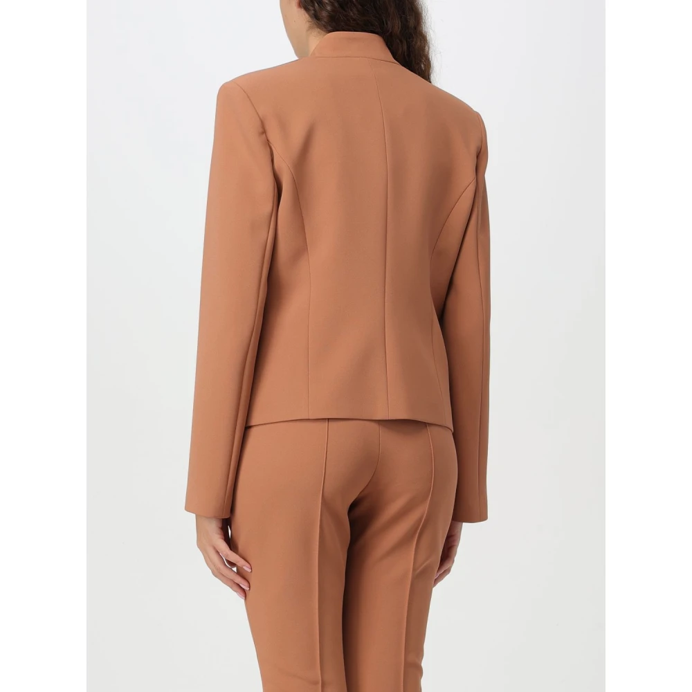 Liu Jo Slim Fit Blazer met V-hals en knoopsluiting Brown Dames