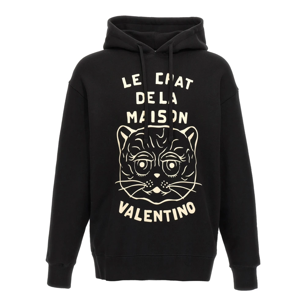 Valentino Garavani Cotton Sweatshirt With Le Chat De La Maison Patch - Male - Hoodies - Black - M - Sweatshirts & Hoodies