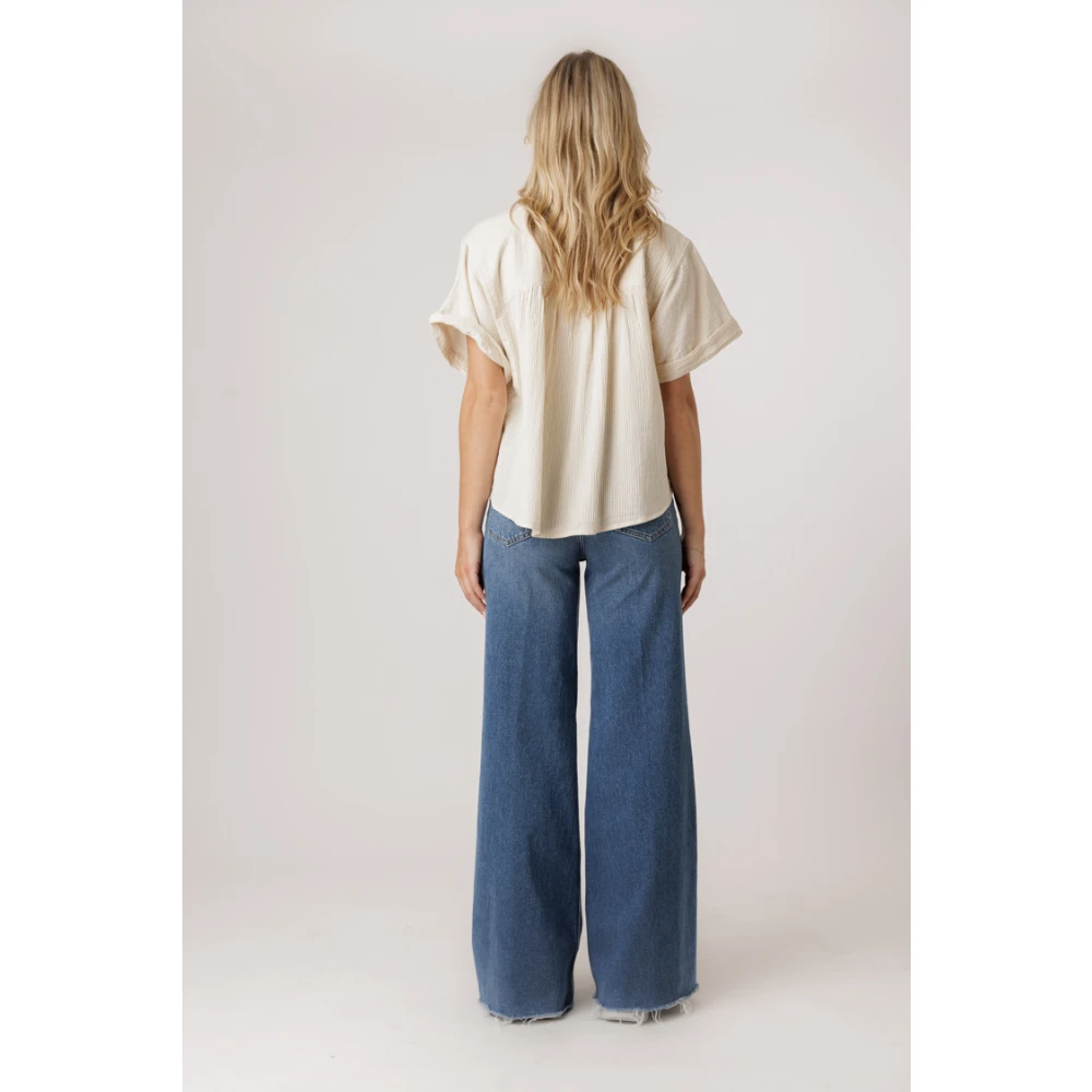 By-Bar Alex Rib Blouse Off White Beige Dames