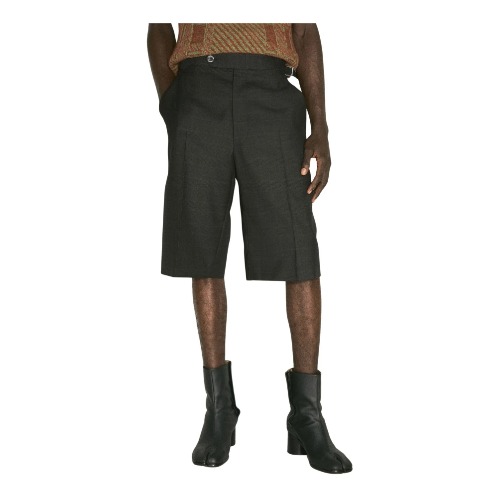 Vivienne Westwood Men's Black Check Motif Wool Shorts
