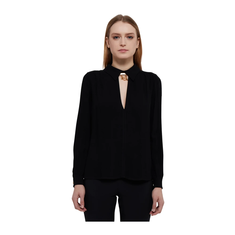 Elisabetta Franchi Chain Cut-Out Shirt in Zwart Black Dames
