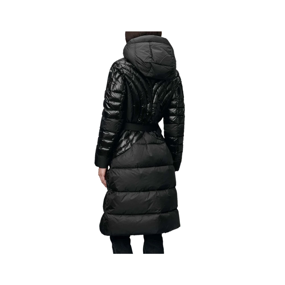 Blauer Zwarte Winterjas Dames Capuchon Rits Black Dames