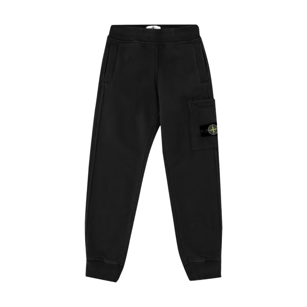 Stone Island , Trousers, Male, Black, 12 Y, Compass Patch Joggers