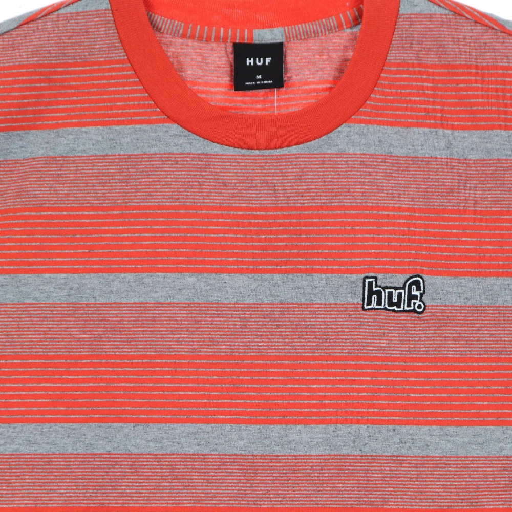 HUF Gestreepte gebreide top met ronde hals Red Heren