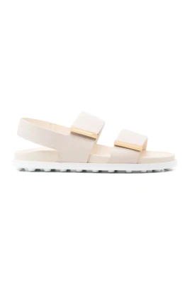 Ecru sneakers med kardborreband och Gommino-sula