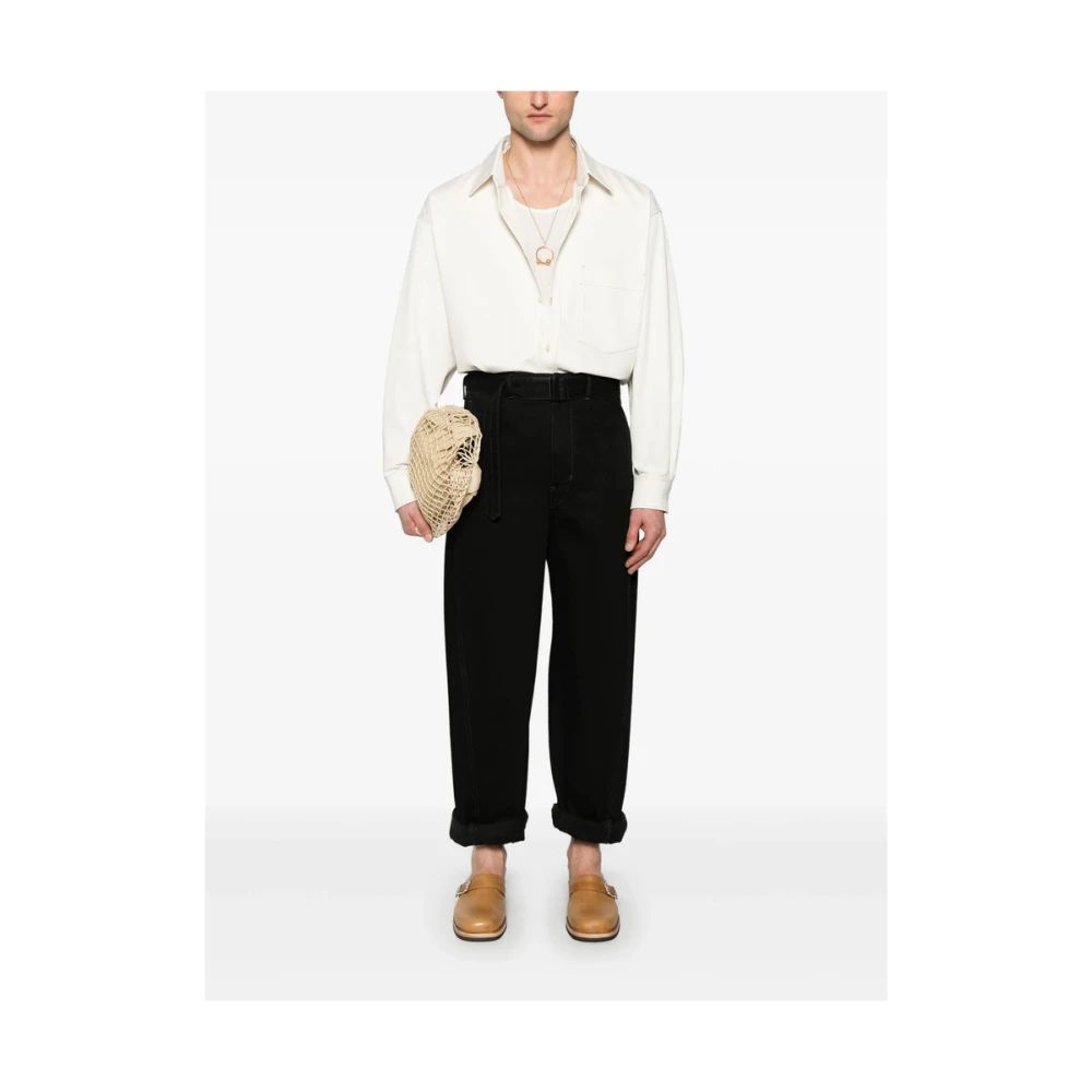 Lemaire Amandel Beige Knoopshirt White Heren