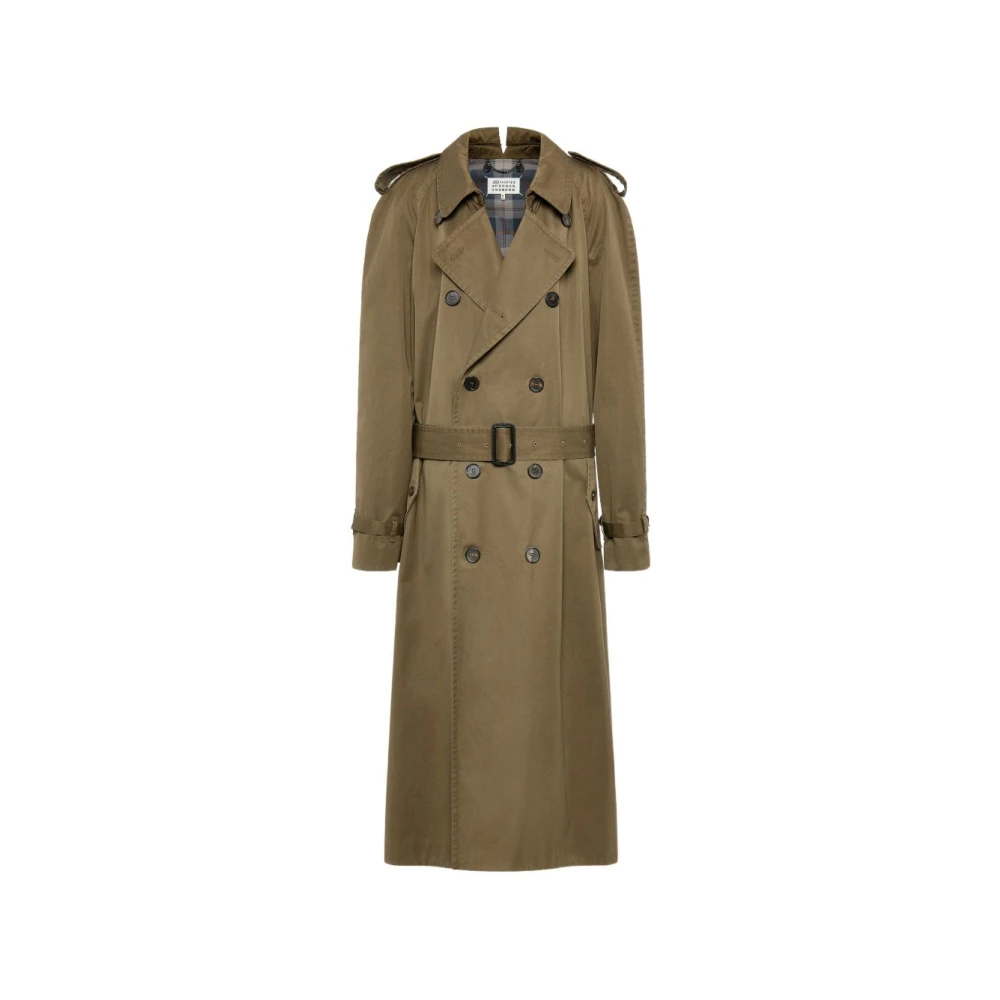 Maison Margiela Folded Collar Cotton Trench Coat - Female - Trench Coats - Green - Xs - Coats