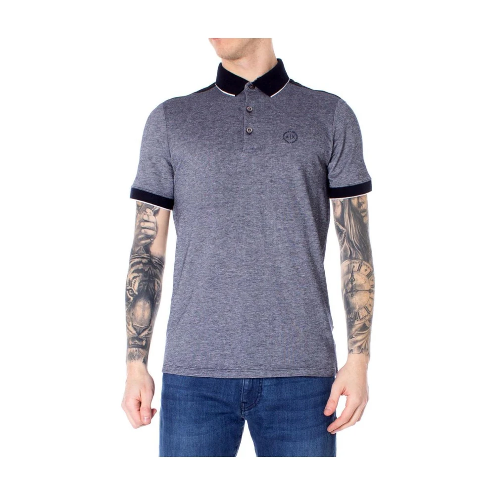 Armani Exchange Men's Blue Contrast Collar Polo Shirt