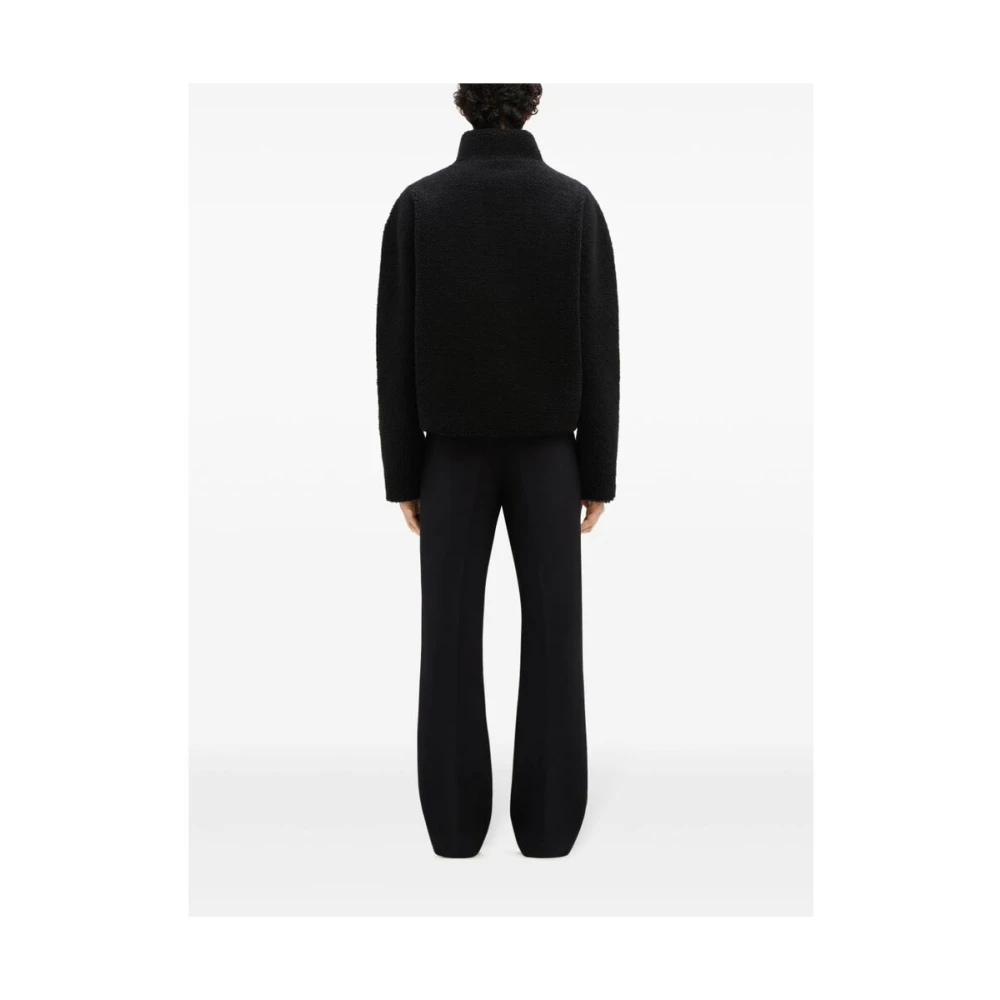Courrèges Zwarte Fleece Jack met Opstaande Kraag Black Heren