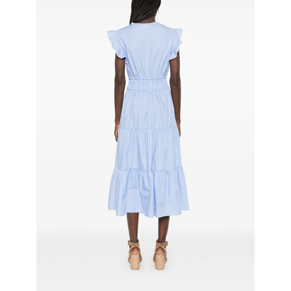 Ermanno Scervino Blauwe Gestreepte Midi Jurk met V-hals Blue Dames