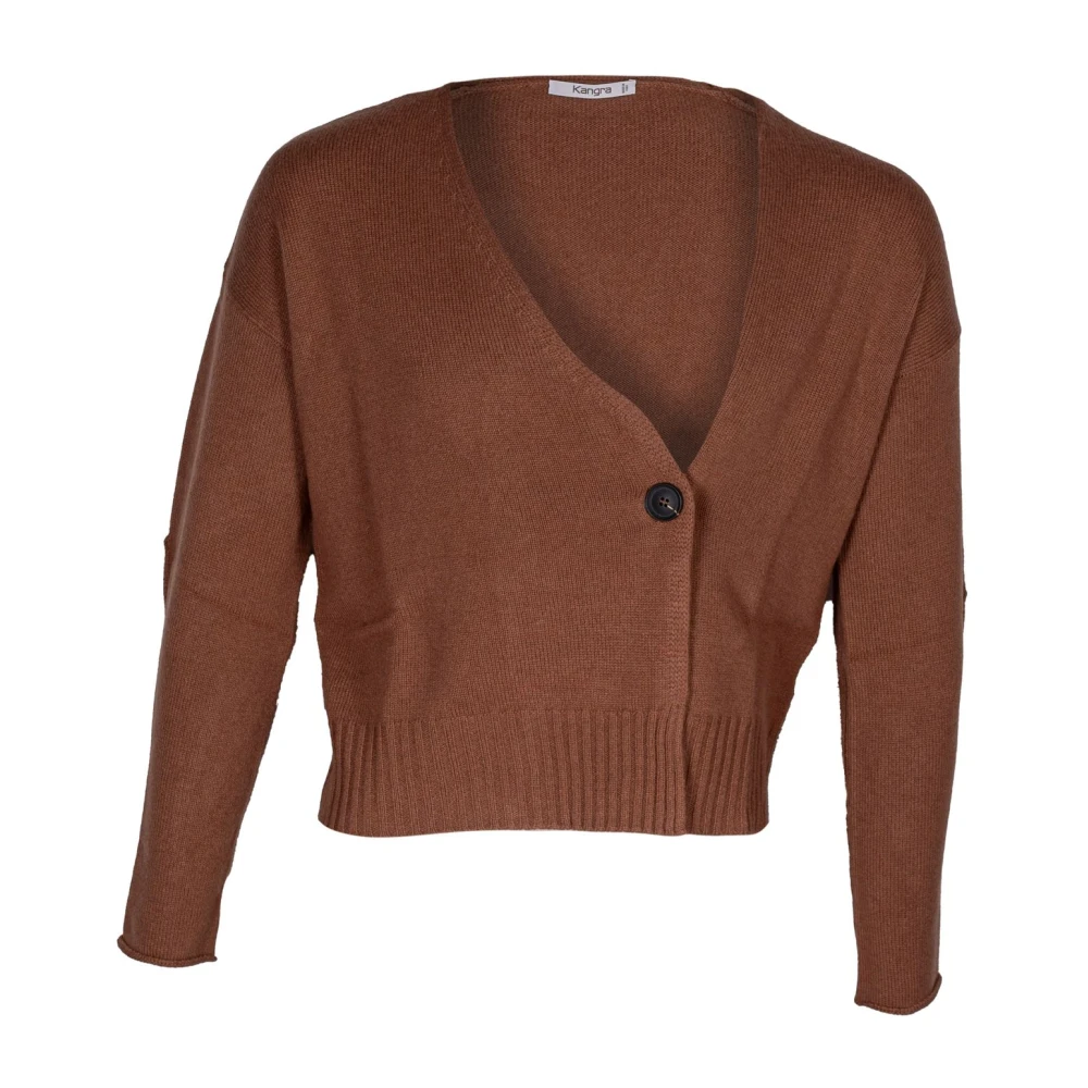 Kangra Kasjmier Vest met Gekruiste Knoopsluiting Brown Dames