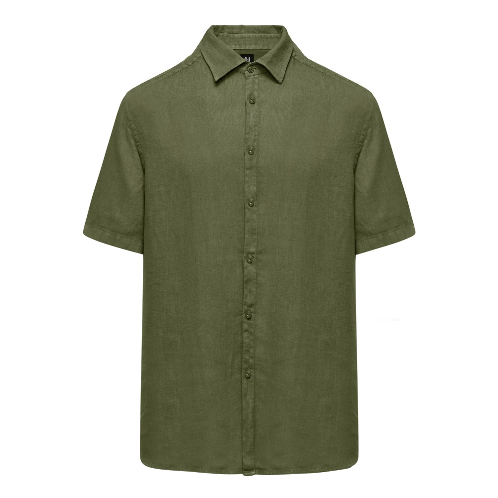 Bomboogie Uomo Verde - Camicia A Maniche Corte In Lino - Shirts - L
