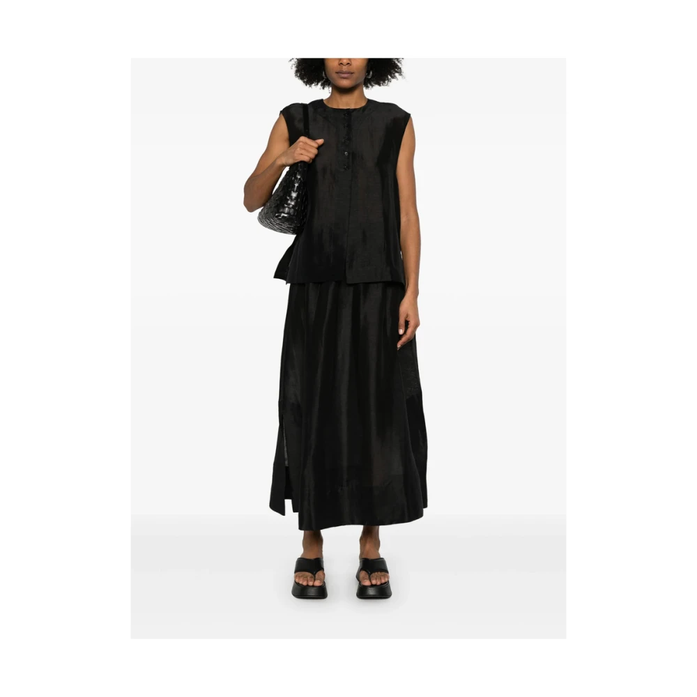 Mark Kenly Domino Tan Zwarte uitlopende rok met zijsplitten Black Dames