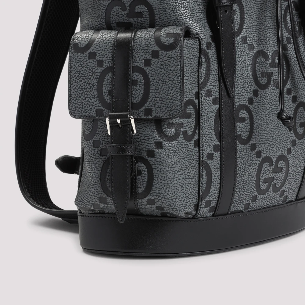 Gucci Grafietgrijs generfd lederen rugzak Gray Heren