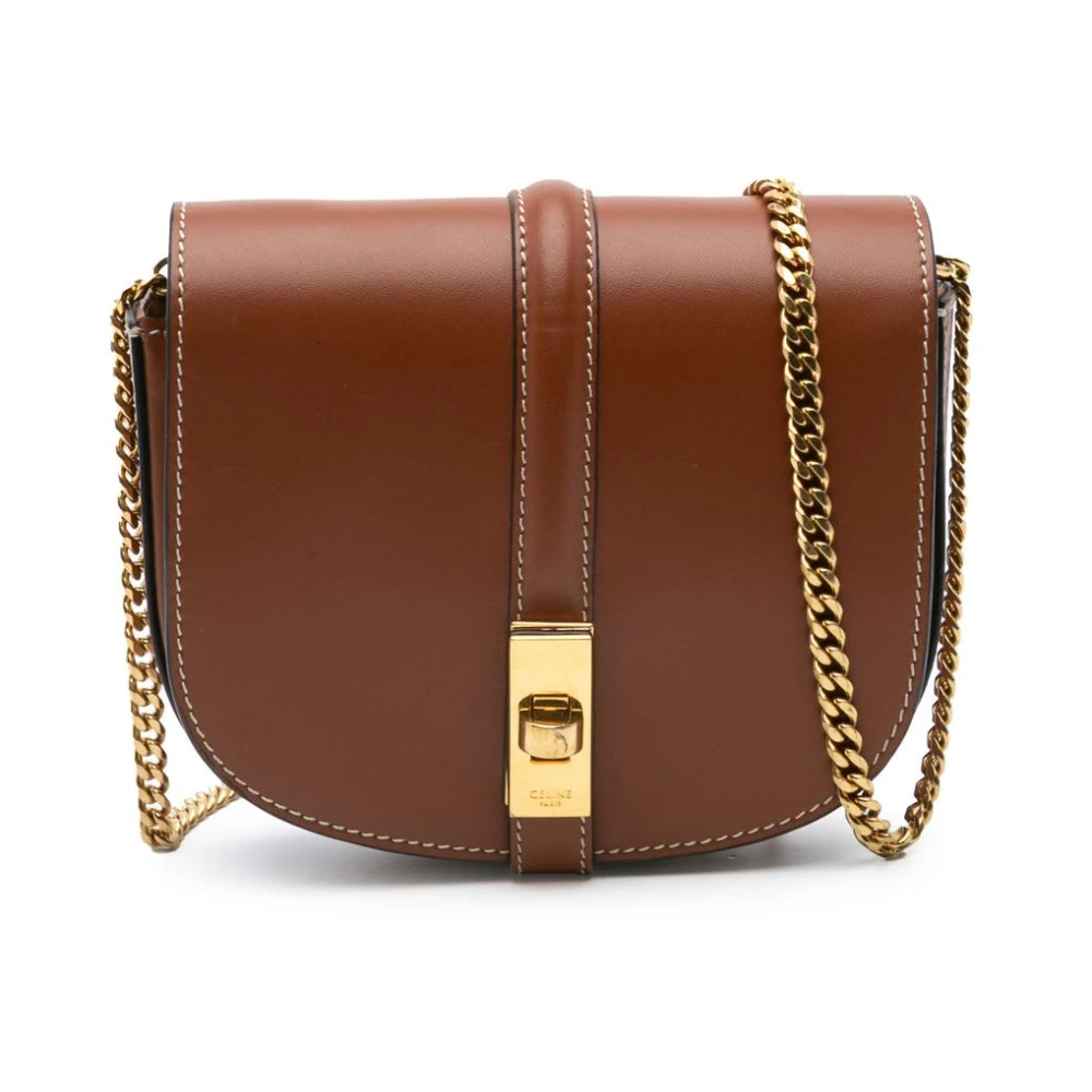 Celine Vintage Women's Brown Pre-Owned Celine Halfmoon Chain Crossbody