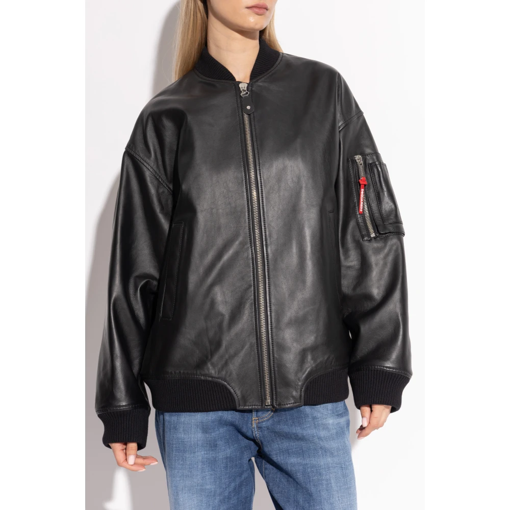 Dsquared2 Leren jas Black Dames
