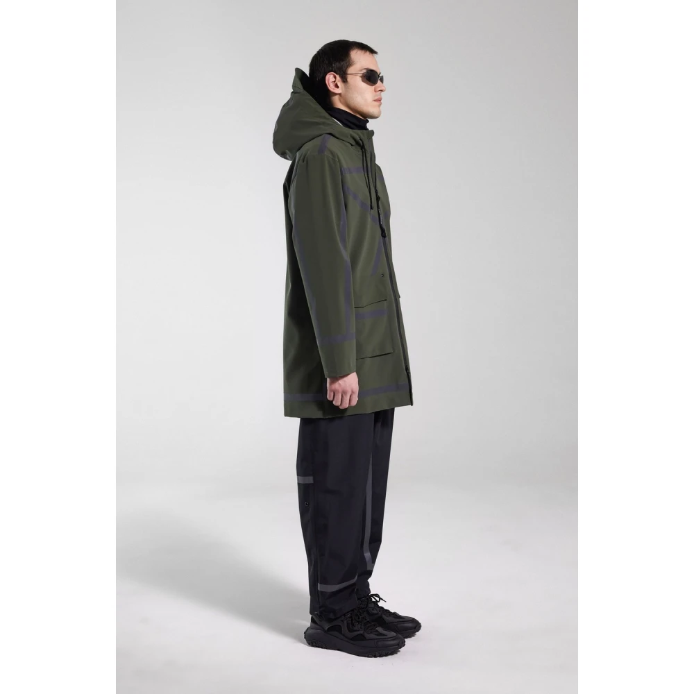 Stutterheim Waterdichte regenjas met reflecterende strepen Green Heren