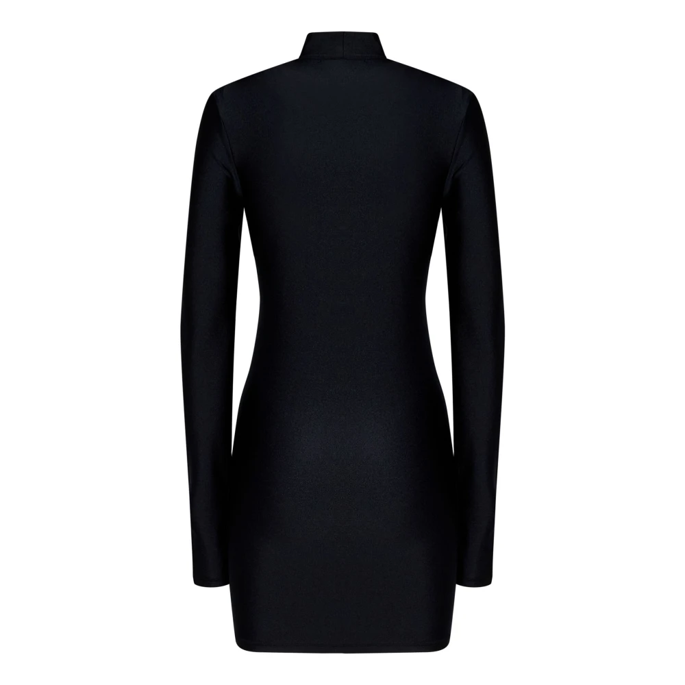 Coperni Zwarte hoge hals jurk met logo print Black Dames