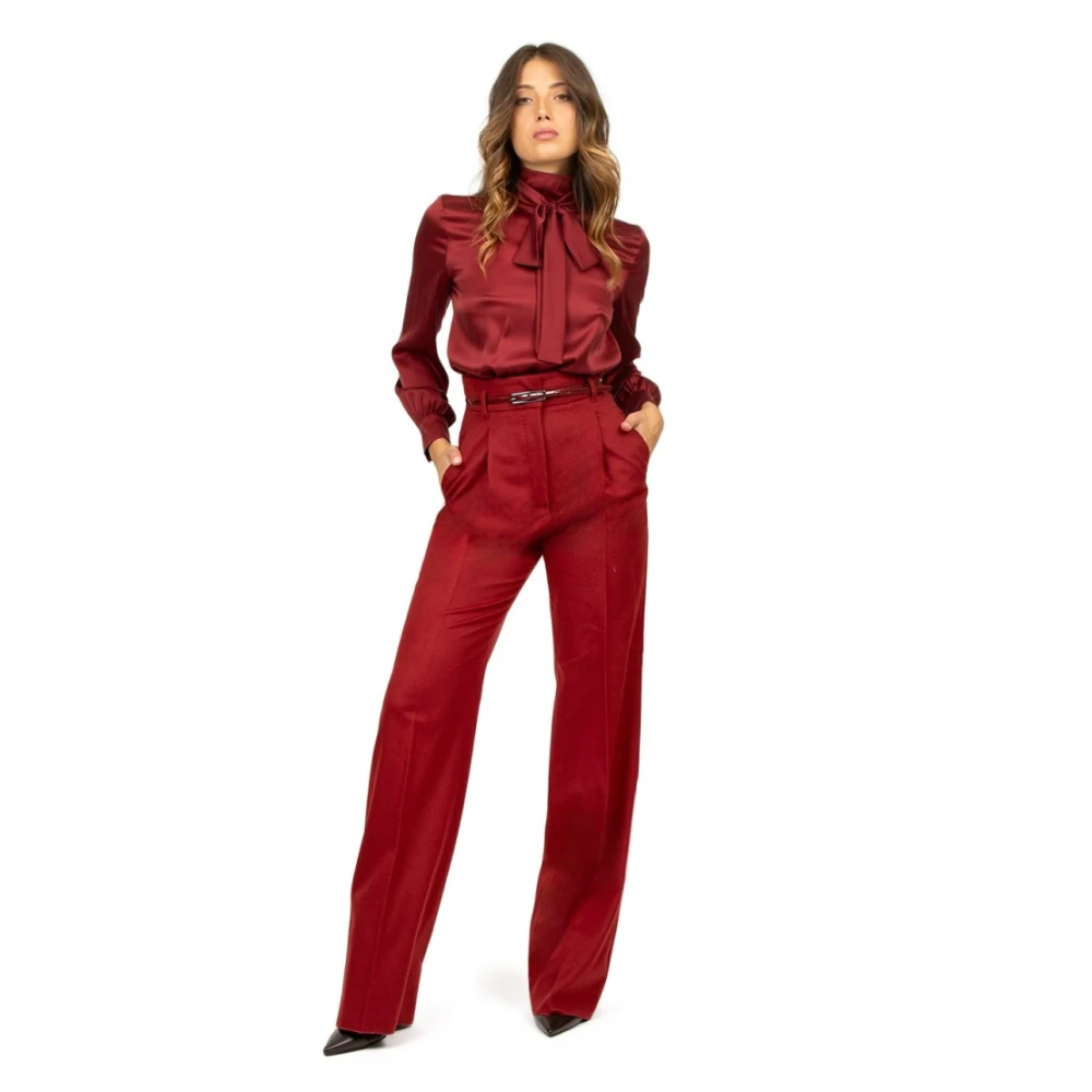 Max Mara Studio Bordeaux Wol Straight Leg Broek Red Dames