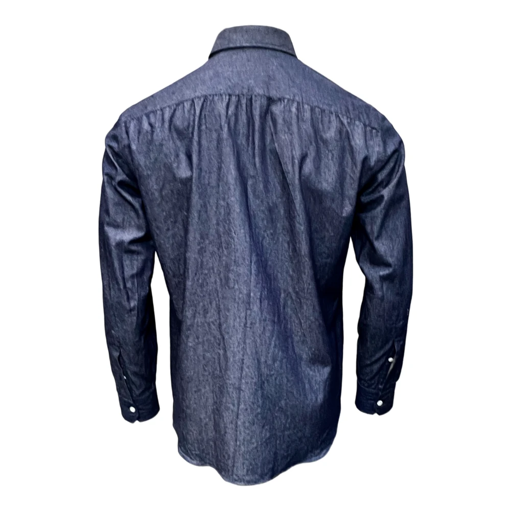 Salvatore Piccolo Denim overhemd donkerblauw fijn Blue Heren