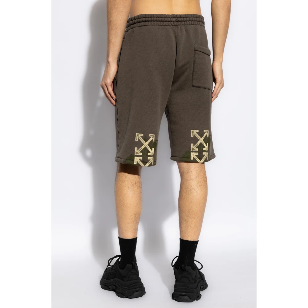 Off White Logo shorts Brown Heren