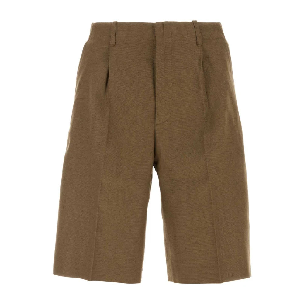 Our Legacy Men's Brown Cotton Blend Pleated Bermuda Shorts - Casual Shorts - 2XL - Shorts