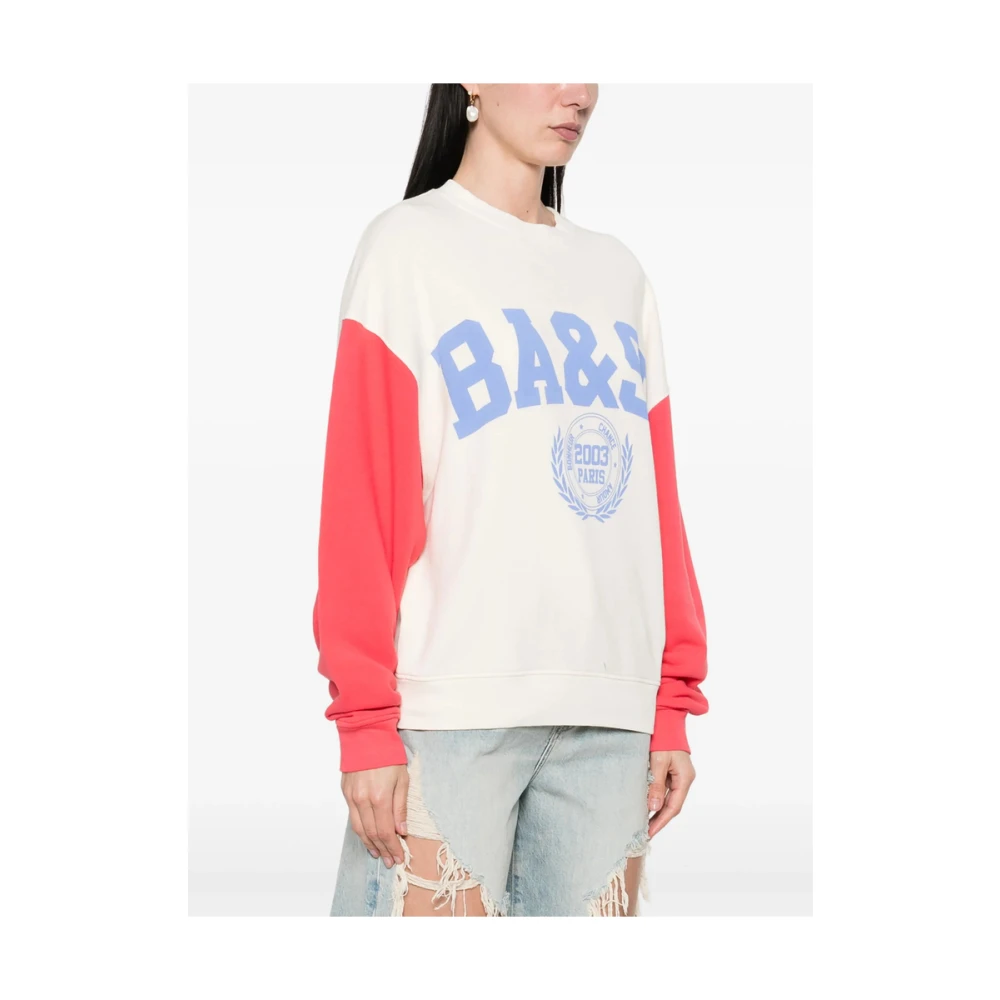 BA&SH Beige Logo Print Crew Neck Sweatshirt Beige Dames