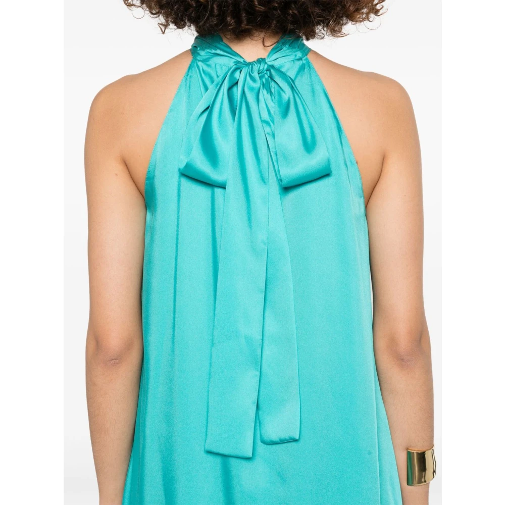 Liu Jo Turquoise Uitlopende Lange Jurk Blue Dames