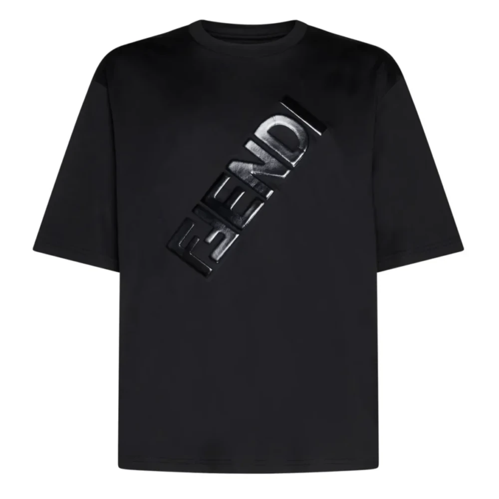 Fendi Logo Gedrukt Oversized T-shirt Zwart Black Heren