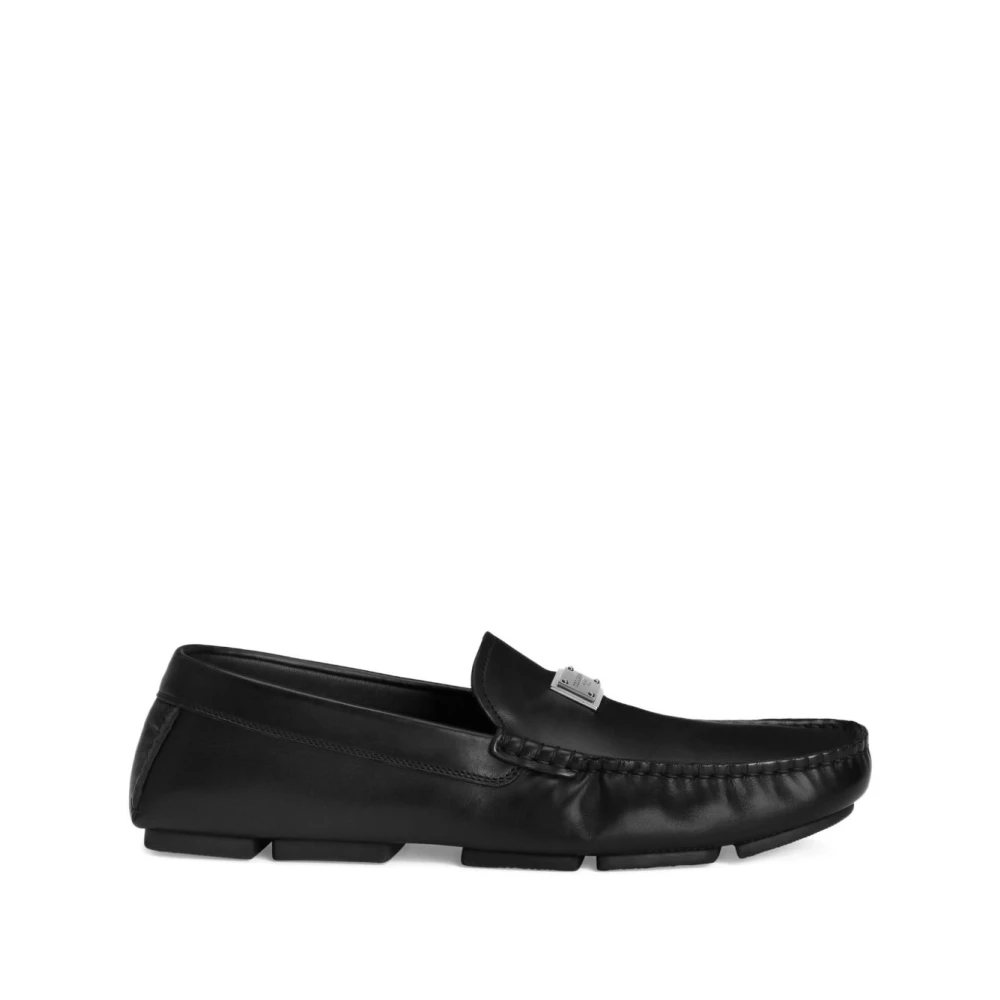 Dolce & Gabbana Men's Black Loafers, 7 Uk, Dg Driver Calfskin Loafers