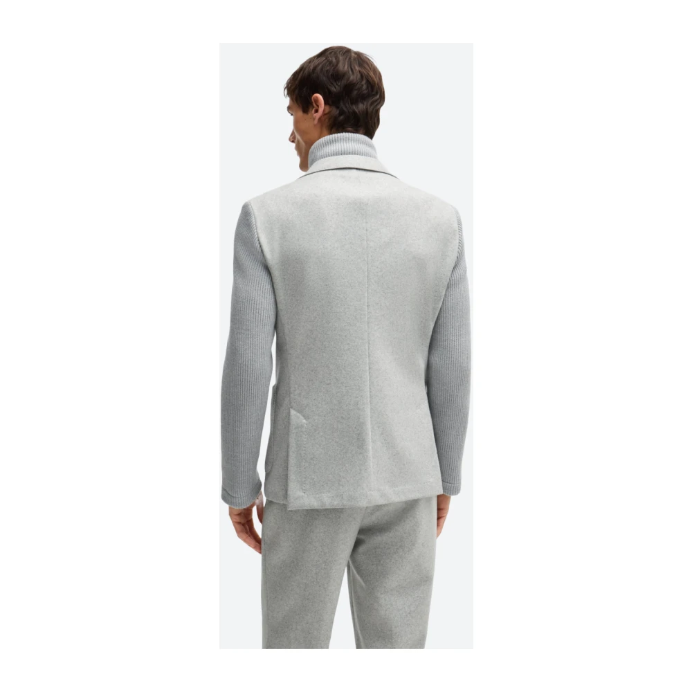 Hugo Boss Slim Fit Gebreide Inzet Wollen Jas Gray Heren