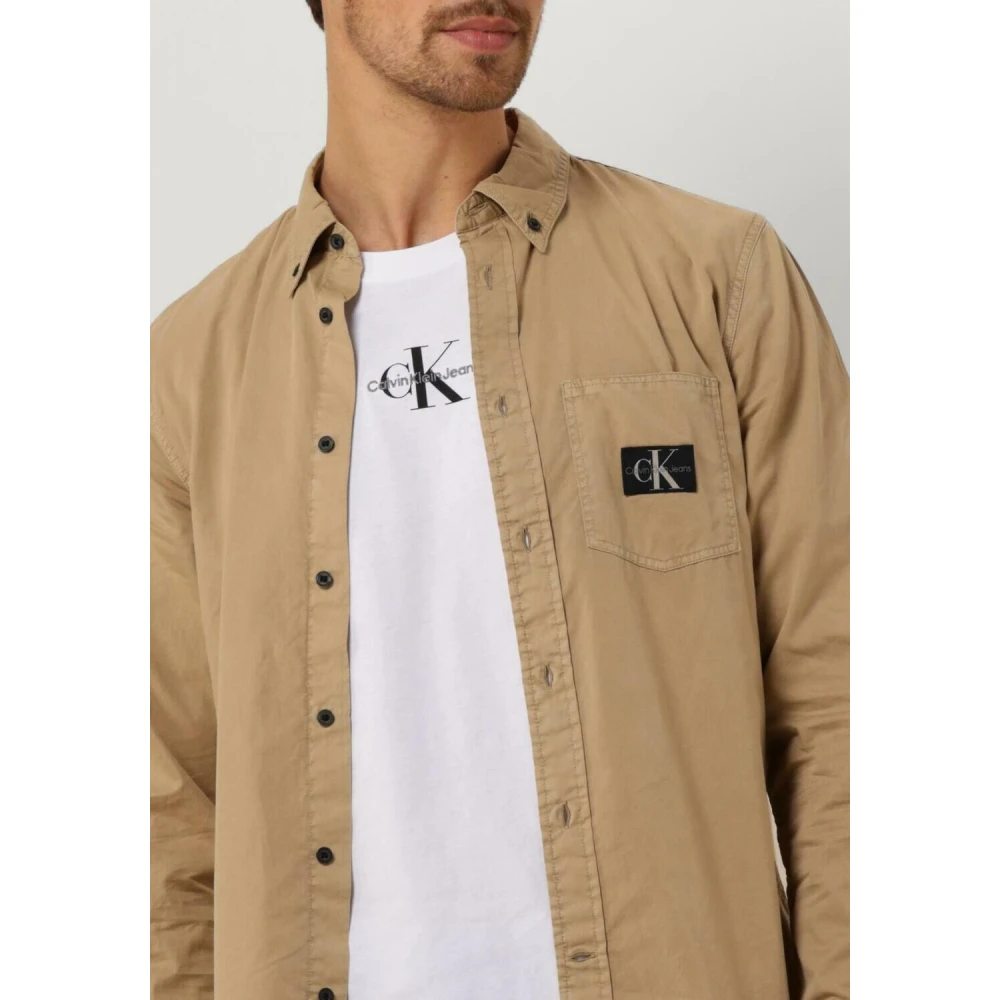 Calvin Klein Beige Trendy Overshirt voor Mannen Beige Heren