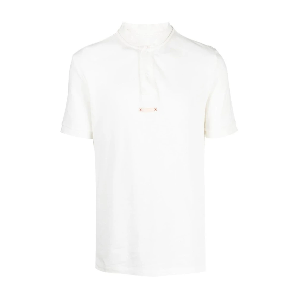 Maison Margiela Witte Katoenen Kraagloos Poloshirt White Heren